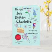 Joyeux Juillet Anniversaire Carte de voeux pliée (Fleur jaune)