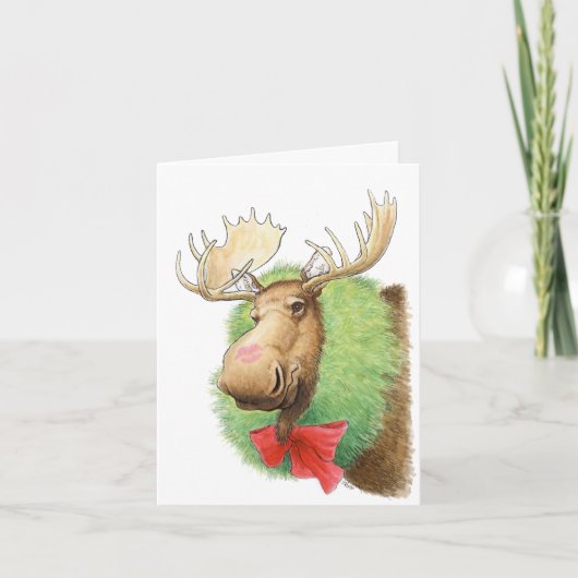 Joyeux Kissmoose ! Carte de Noël d'élan (Devant)