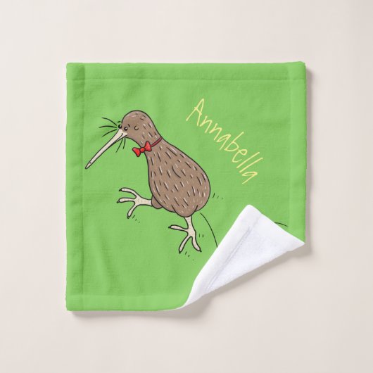 Joyeux kiwi de saut avec dessin de cravate arc (Gant de toilette)