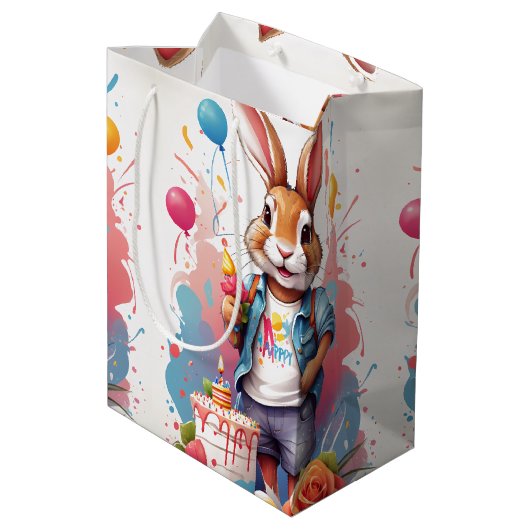 Joyeux lapin au gâteau | Sac cadeau (Dos Angle)
