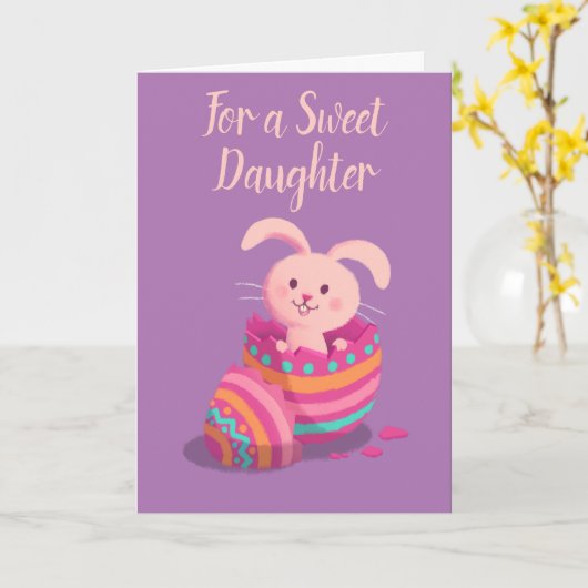 Joyeux lapin de carte de Pâques sur mesure dans un (Fleur jaune)