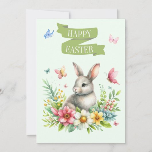 Joyeux lapin de Pâques et carte papillon (Devant)