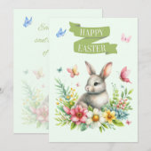 Joyeux lapin de Pâques et carte papillon (Devant / Derrière)