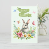 Joyeux lapin de Pâques et carte papillon (Debout devant)