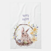 Joyeux lapin de Pâques Floral Wreath serviette de  (Vertical)