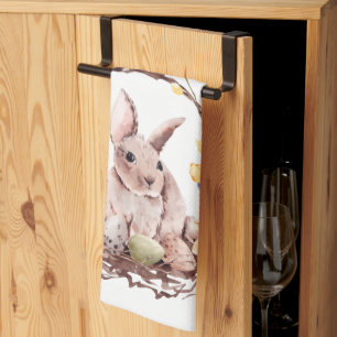 Joyeux lapin de Pâques Floral Wreath serviette de