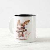Joyeux lapin Mug à deux tons, 11 oz (Devant gauche)