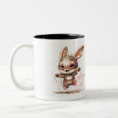 Joyeux lapin Mug à deux tons, 11 oz (Gauche)