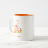 Joyeux lapin rose de Pâques Mug à deux tons (Devant gauche)