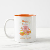 Joyeux lapin rose de Pâques Mug à deux tons (Gauche)