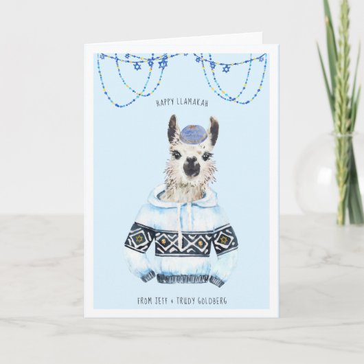 Joyeux Llamakah | Carte de Hanukkah drôle de lama (Devant)
