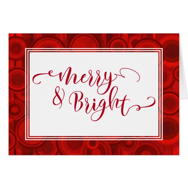 Joyeux & Lumineux Rouge Script avec Cercles & Rayu (Devant horizontal)