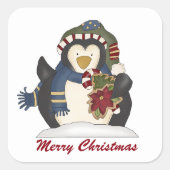 Joyeux manchot de Noël ajouter message autocollant (Devant)