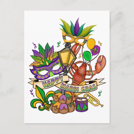Joyeux Mardi Gras Carte Postale (Devant)