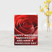 JOYEUX MARIAGE ANNIVERSAIRE ROSE CARTE ROSE ROUGE (Fleur jaune)