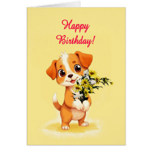 Joyeux Marionnette et Fleurs d'anniversaire