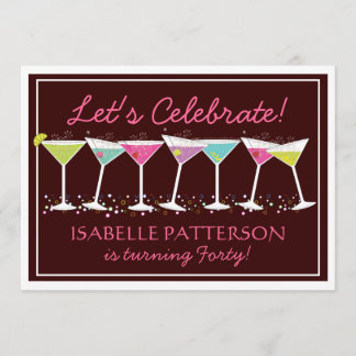 Joyeux Martinis Jalon Anniversaire Fête Invitation