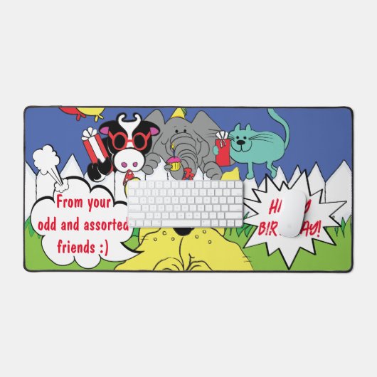 Joyeux Mat de bureau d'anniversaire (Clavier et souris)