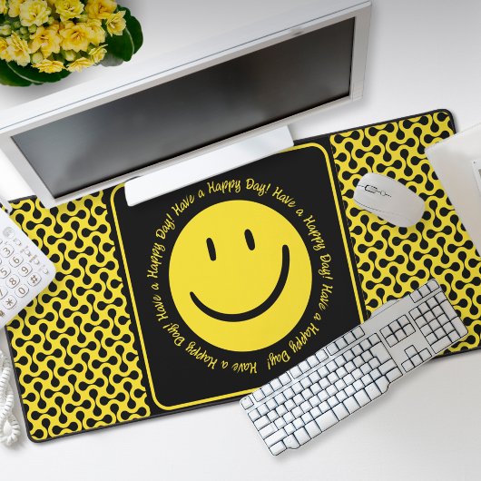 Joyeux Mat de bureau de sourire jaune