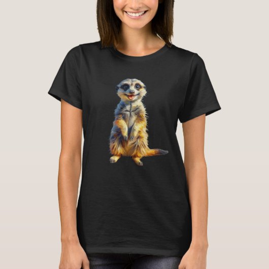 Joyeux Meerkat T-Shirt peinture à l'huile style (Devant)