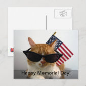 Joyeux Memorial Day Chat Cool avec Carte Postale d (Devant / Derrière)