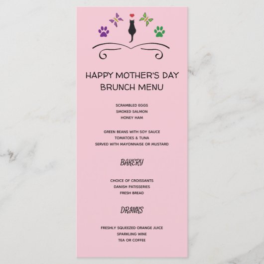 Joyeux menu de la Fête des Mères avec chat noir (Devant)