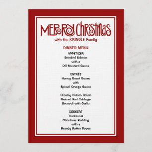 Joyeux menu du dîner rouge Noël
