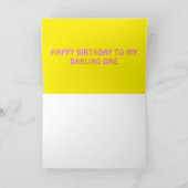 Joyeux message d'anniversaire Carte jaune rose (Intérieur)