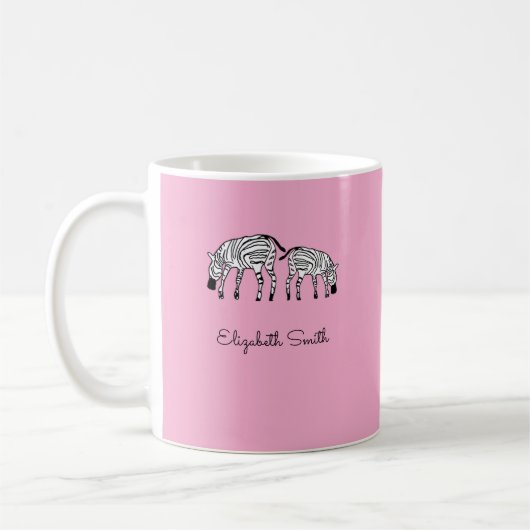 Joyeux mignon Kenya Zebras Pink Mug (Gauche)
