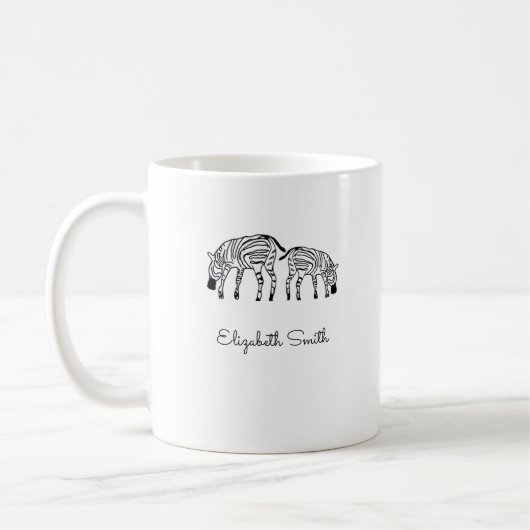 Joyeux mignon Kenya Zebras White Mug (Gauche)