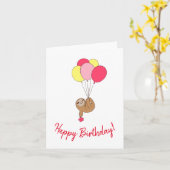 Joyeux mignon paresse avec ballons carte de voeux (Fleur jaune)