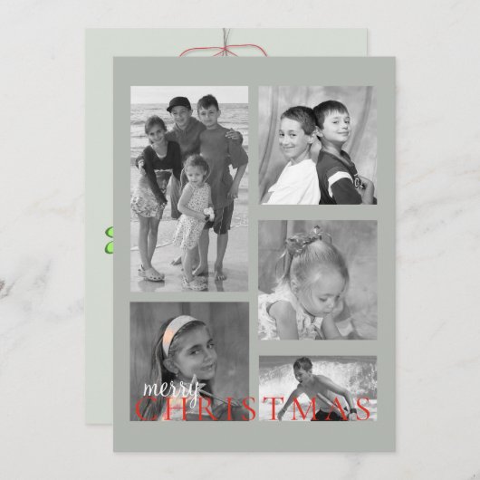 Joyeux Mistletoe Carte photo double face en gris (Devant / Derrière)