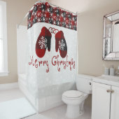 Joyeux mitaines de Noël rideau de douche (En situation)
