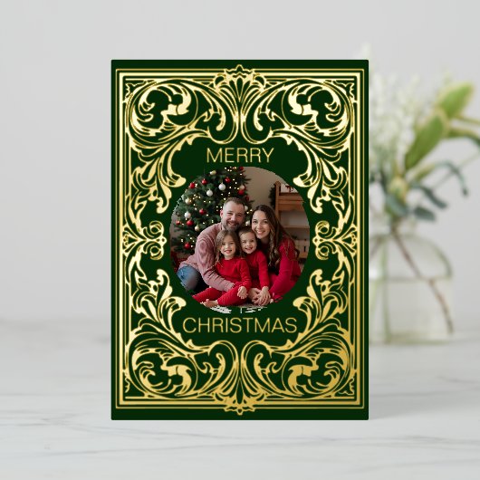 Joyeux Modèle de carte de Noël Ornat modifiable (Debout devant)