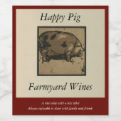 Joyeux Modèle de porc de ferme Étiquette de vin (Étiquettes simples)