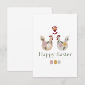 Joyeux modèles de Pâques avec oeufs, fleurs, poule (Devant / Derrière)