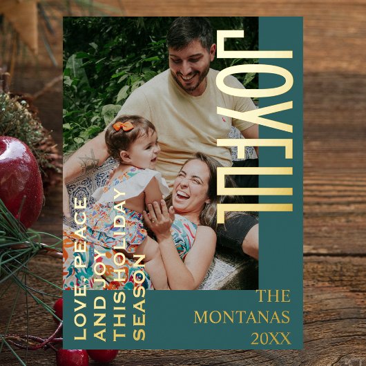 Joyeux Moderne Vacances Famille Photo Turquoise