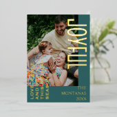 Joyeux Moderne Vacances Famille Photo Turquoise (Debout devant)