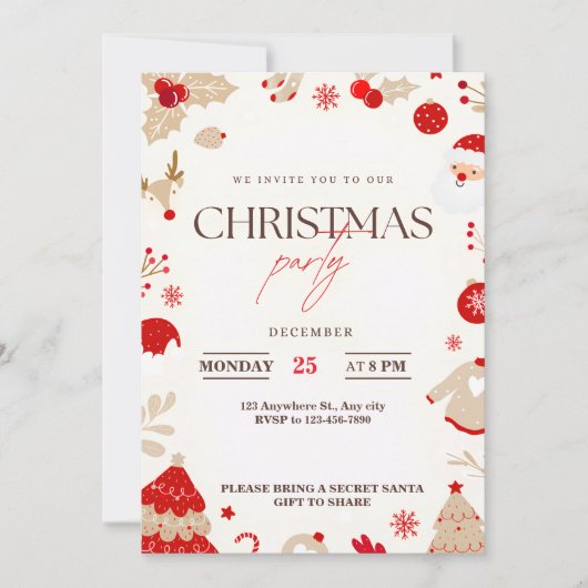 Joyeux moments Elégant Noël Fête Invitations (Devant)