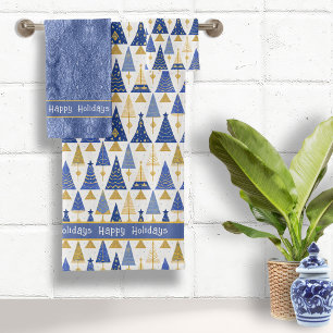 Joyeux Motif de Noël en or bleu #25 ID1009