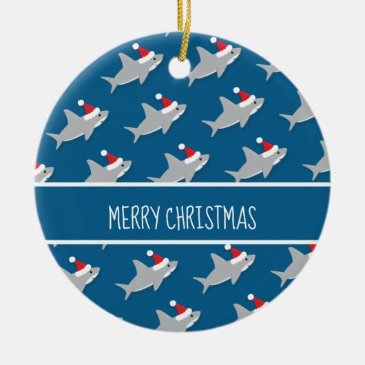 Joyeux Motif de requins Joyeux ornement de Noël (Devant)
