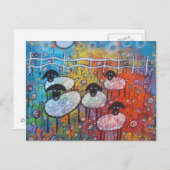 Joyeux mouton dans la carte postale des fleurs (Devant / Derrière)