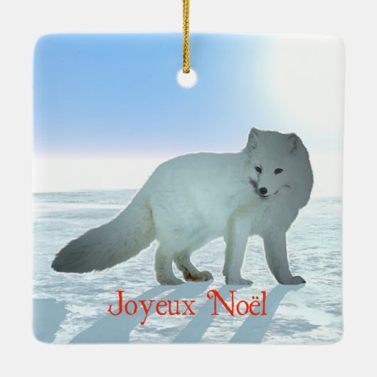 Joyeux Noё l - Arctic Fox Keramisch Ornament (Achterkant)