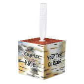 Joyeux Noё l - Birchbark Kubus Ornament (Voorkant hoekig)