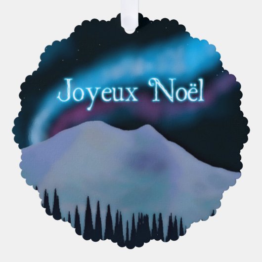 Joyeux Noё l - Blue Aurora Ornament Kaart (Voorkant)