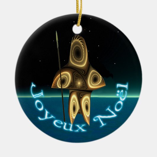 Joyeux Noё l - Fractal Inuit Hunter Keramisch Ornament (Voorkant)