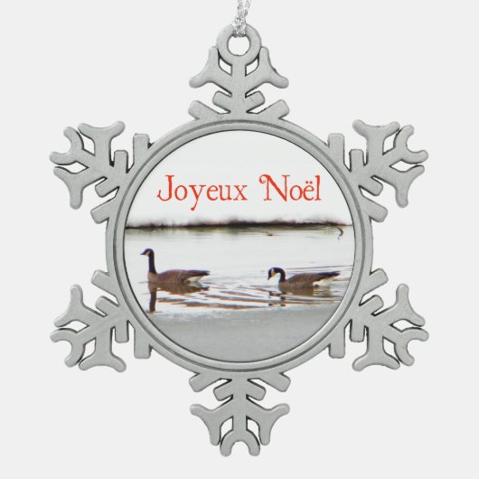 Joyeux Noё l - Honkers - Canada Geese Tin Sneeuwvlok Ornament (Voorkant)