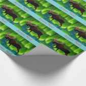 Joyeux Noё l - Northern Lights Moose Cadeaupapier (Hoek)