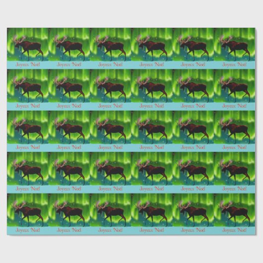 Joyeux Noё l - Northern Lights Moose Cadeaupapier (Vlak)