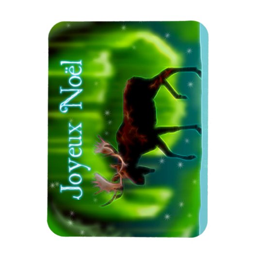 Joyeux Noё l - Northern Lights Moose Magneet (Verticaal)